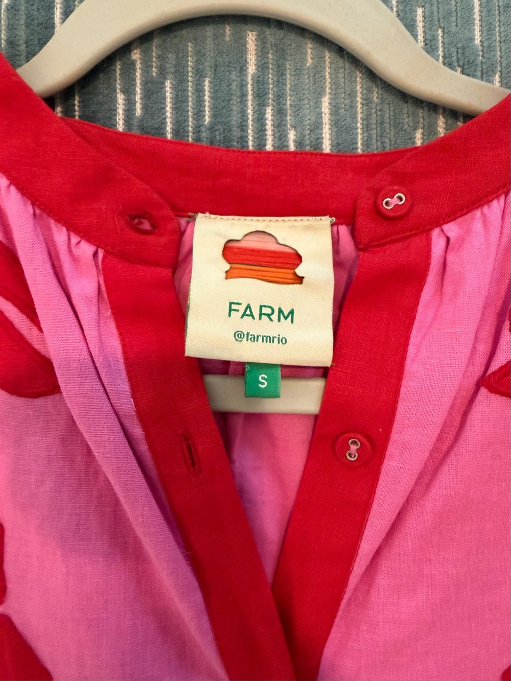 FARM Rio Pink and Red Tropical Pineapple Button-Front Dress with Belt - Picture 2 of 2